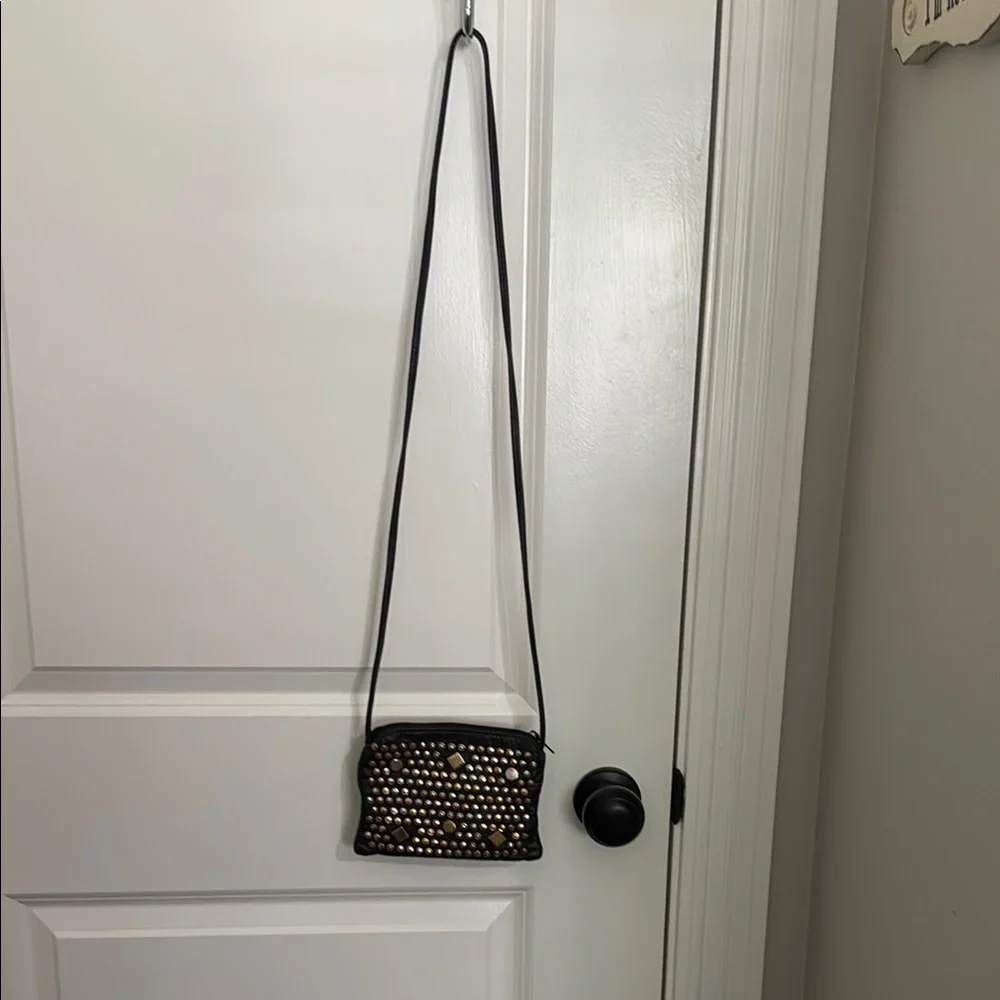 Vintage Rare Atalla Black and Gold Studded crossbody with Edgy Design